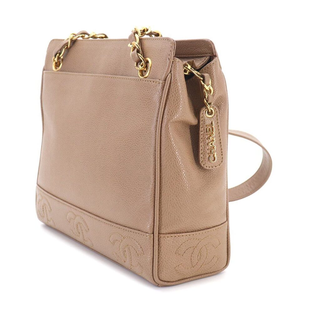 Chanel Triple Coco Chain Shoulder Handbag, Caviar Leather, Light Brown, Gold ... - Picture 4 of 10